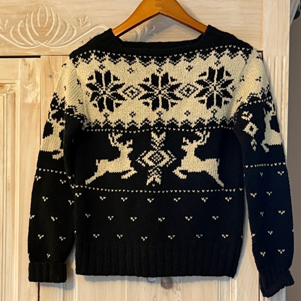 Ralph Lauren Black and Cream Knit Sweater 100% Cotton